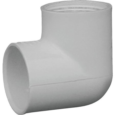 LASCO Pipe Elbow, 1 in, Slip x FPT, 90 deg Angle, PVC, White, SCH 40 Schedule, 450 psi Pressure 407010BC